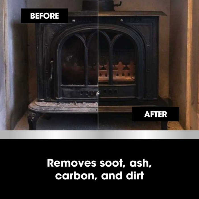 Препарат за почистване на стъкла и метал на печки и камини
